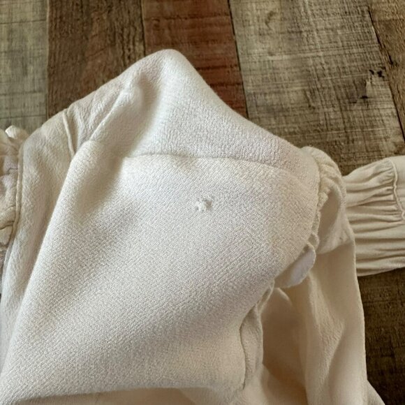 Free People Lieutenant Shirt Dress Button-Up Long Ruching Sleeve Frill Collar - Picture 6 of 11